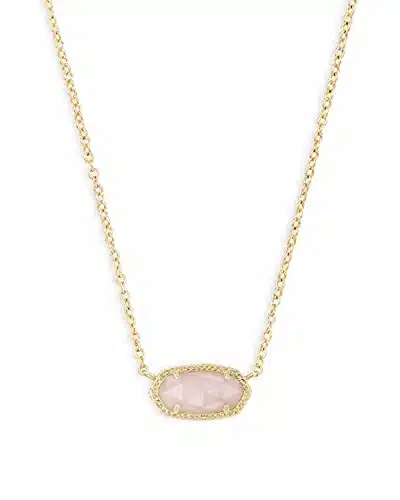 Kendra Scott Elisa Pendant Necklace for Women, Fashion Jewelry, k Gold Plated, Rose Quartz