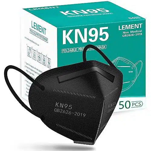 LEMENT pcs KNFace Mask Black Layer Cup Dust Safety Masks Filter Efficiency% Breathable Elastic Ear Loops Black Masks