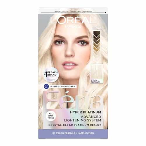 L'Oreal Paris Feria Hyper Platinum Advanced Lightening System Hair Bleach, Lifts Up To Levels, Includes Anti Brass Purple Conditioner, Hair Dye Kit