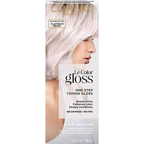 L'Oreal Paris Le Color Gloss One Step In Shower Toning Hair Gloss for Bleached Hair, Neutralizes Brass, Conditions & Boosts Shine, Platinum Pearl, Ounce