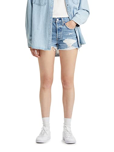 Levi's Women's Original Shorts (Also Available in Plus), Medium Indigo Destructed,