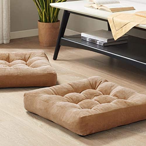 Meditation Floor Pillow Set of , Square Large Pillows Seating for Adults, Tufted Corduroy Floor Cushion for Living Room Tatami, Coffee Brown xInch