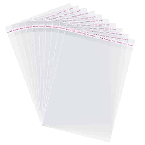 Morepack Self Sealing Cellophane Bags,xInches Pcs Clear Cookie Bags Resealable Cellophane Bag for Packaging Gifts,Cookies,Favors,Products,Candy