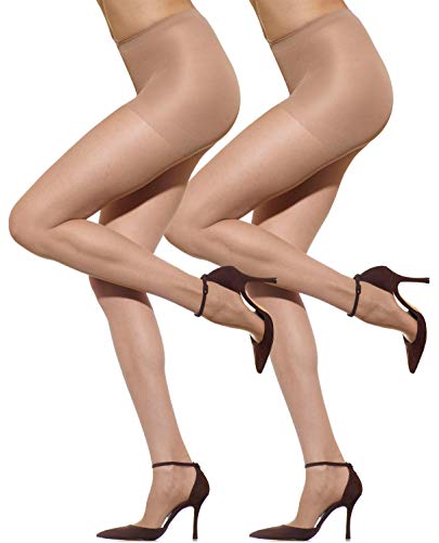 Silkies Women's Ultra Sheer Control Top Pantyhose (Pair Pack)   Lightweight, Comfortable, Perfect Fit   Medium Nude