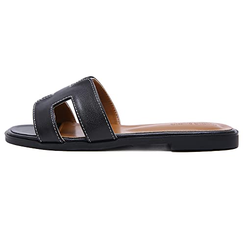 Stratuxx Kaze Womens Flat Sandals Flat Slide Sandals Band Sandals White Black Brown Metallic Sandals