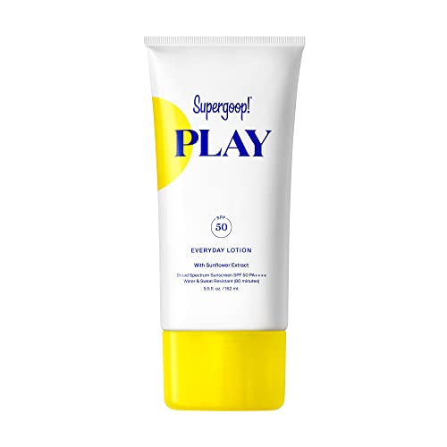 Supergoop! PLAY Everyday Lotion SPF fl oz   Broad Spectrum Body & Face Sunscreen for Sensitive Skin   Great for Active Days   Fast Absorbing, Water & Sweat Resistant