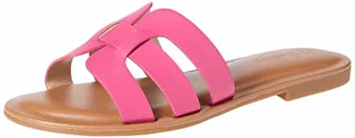The Drop Women's Monika Flat H Band Slide Sandal, Hot Pink,