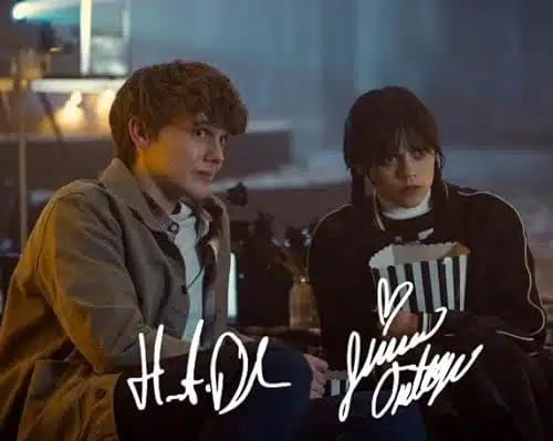 Wednesday Addams (Netflix)   Jenna Ortega (Wednesday Addams) & Hunter Doohan (Tyler Galpin) Reproduction (RP), Preprint, Preprinted (PP) Signed Autograph Autographed xinch Pho