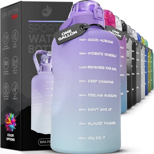 YOU GOT THIS LIVING Motivational Water Bottle with Straw & Handle,One Gallon Water Bottle ozL,Reusable Water Jug, Achieve All Day Hydration SpillProof, BPA FREE
