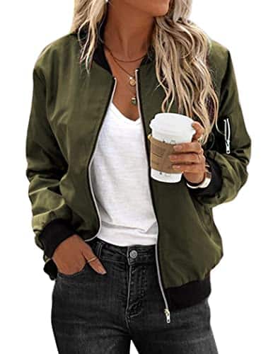 Zeagoo Womens Classic Quilted Jacket Short Bomber Jacket Coat, # Army Green, Medium, # Army Green, Medium