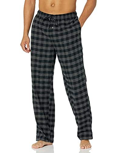 Amazon Essentials Men's Flannel Pajama Pant (Available in Big & Tall), Black Grey Buffalo Plaid, XX Large