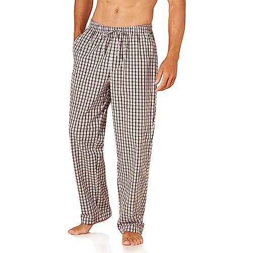 Amazon Essentials Men's Straight Fit Woven Pajama Pant, Black Grey Mini Buffalo Plaid, Medium