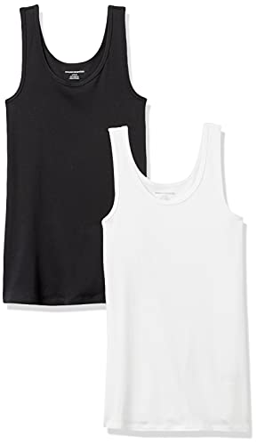 Amazon Essentials Women's Slim Fit Tank, Pack of , BlackWhite, Medium
