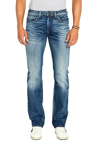 Buffalo David Bitton Men's Relaxed Straight Driven Jeans, Authentic and Sanded Indigo, x L
