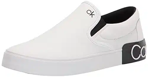 Calvin Klein Men's RYOR Sneaker, White Canvas ,