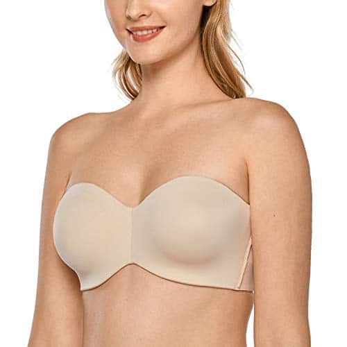DELIMIRA Women's Strapless Bra Unlined Underwire Minimizer Plus Size Support Beige C