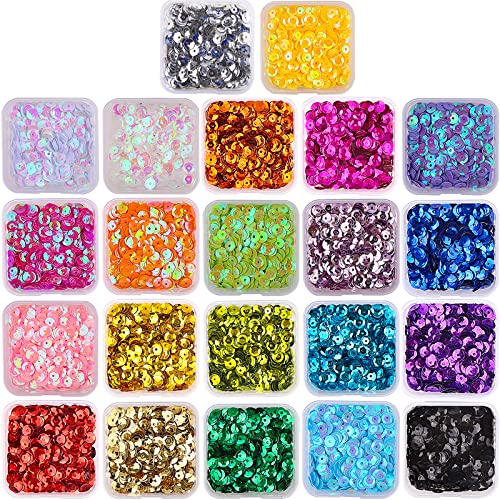 DIYASY Pcs M Bulk Loose Sequins, Colors Round Embroidery Sequins Cup Craft Sequins with Holes for DIY.