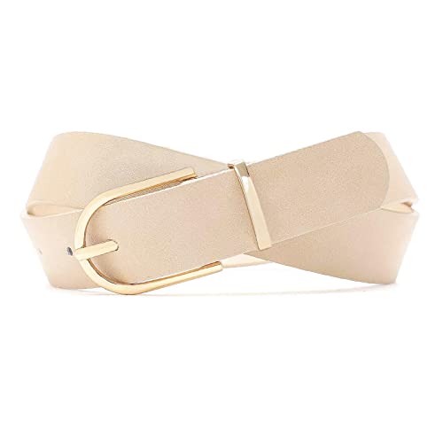Earnda Women's Faux Leather Chic Belt for Ladies Jeans Beige Small