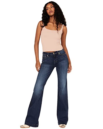 For All Mankind Womens Dojo Flare Wide Leg Jeans, Medmelrose, x L