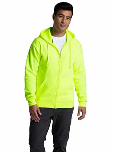 Fruit of the Loom Men's Eversoft Fleece Hoodies (Regular & Big Man), Full Zip   Safety Green, Large