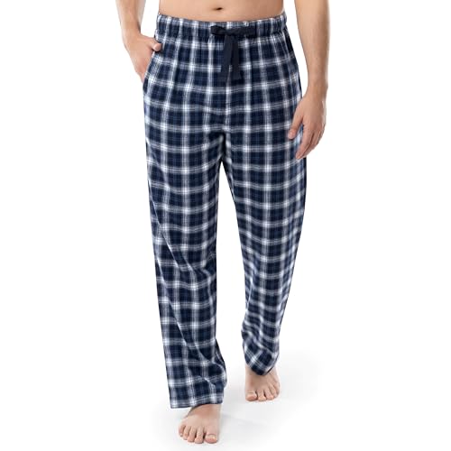 Fruit of the Loom Men's Yarn dye Woven Flannel Pajama Pant, Navy Plaid, Small