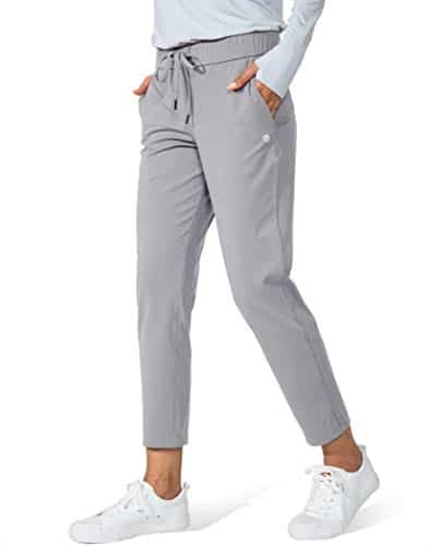 G Gradual Women's Pants with Deep Pockets Stretch Sweatpants for Women Athletic, Golf, Lounge, Work (Light Grey, Large)