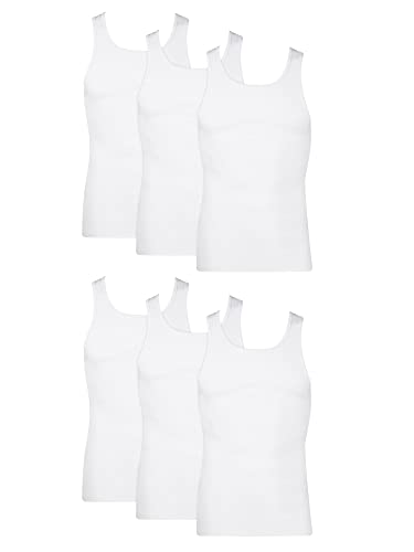 Hanes Men's Moisture Wicking Ribbed, Lightweight Cotton Tank Undershirts, Pack, White pack, Small