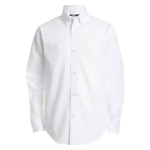 IZOD boys Long Sleeve Solid Button down Oxford button down shirts, White,