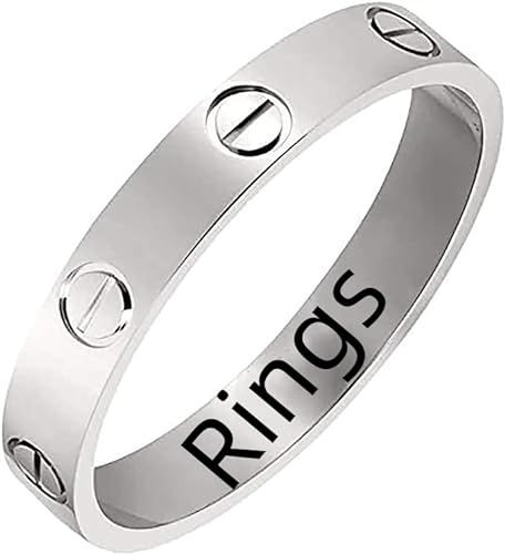 Love Rings Titanium Steel Promise Best Gifts for Men Women Girls Wedding Engagement Valentine's Day Mother's Day Father's Day (Silver, )