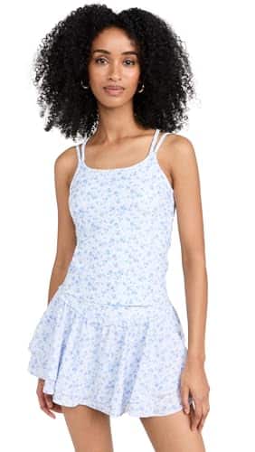 LoveShackFancy Women's Munro Tank, Blue Side Walk, L