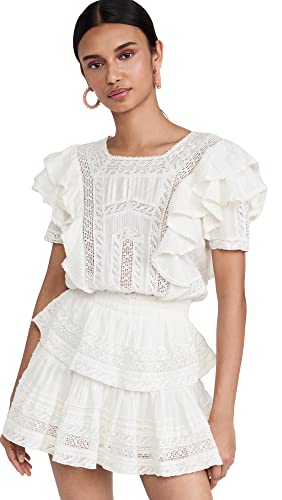 LoveShackFancy Women's Stella Dress, Antique White, M