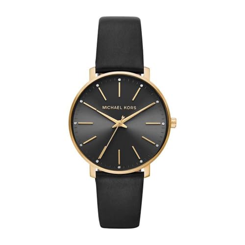 Michael Kors Pyper Three Hand Black Leather Women's Watch (Model MK)