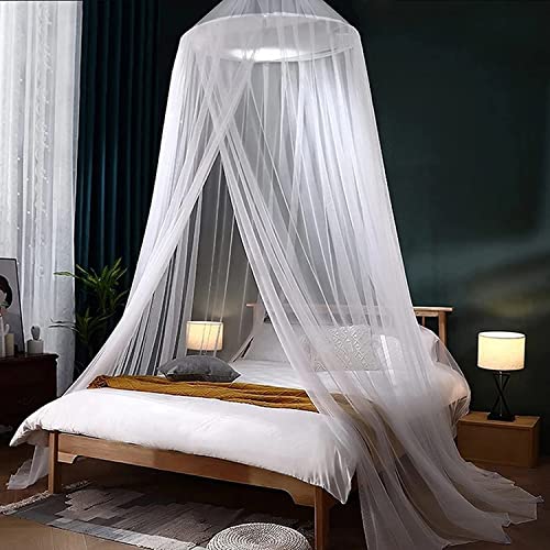 Mosquito Net Bed Canopy for Girls,King Canopy Bed Curtains Full Queen Size from Ceiling,Dome Mosquito Netting Bed Tent Twin Girls Princess Canopy Bed White Decor for Baby Crib