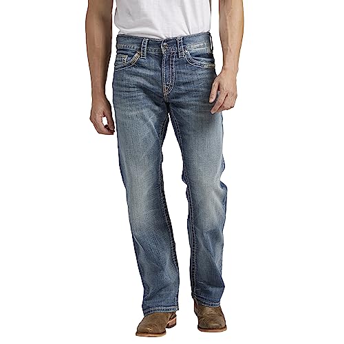 Silver Jeans Co. Men's Zac Relaxed Fit Straight Leg Jeans, Light Indigo, x L