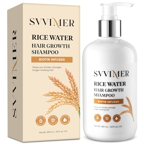 Svvimer Hair Growth Shampoo Biotin Rice Water for Hair Growth   Natural Thickening Shampoo with Rosemary for Hair Loss and Thinning Hair   For All Hair Types Fl Oz