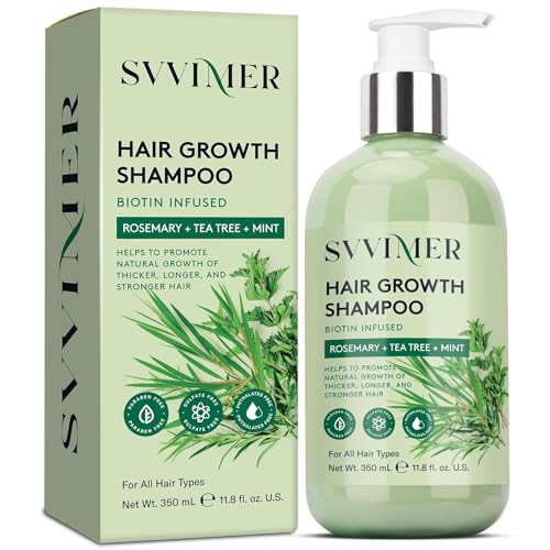 Svvimer Rosemary Hair Growth Shampoo Thickening and Regrowth Formula for Men & Women   Rosemary Mint Strengthening Shampoo with Tea Tree Oil Biotin   For Thinning Hair and Hai