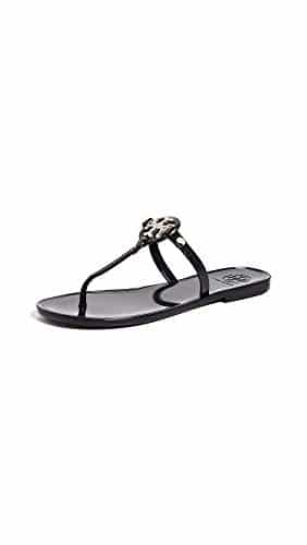 Tory Burch Women's Mini Miller Thong Flip Flops, Perfect Black, edium US