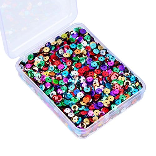 Whaline ,Pcs Bulk Loose Sequins Round Cup Sequins Iridescent Spangles Flat Beads with Storage Box for Crafts, Sewing, Slime, Wedding, Christmas DIY Arts Crafts, Grams, mm