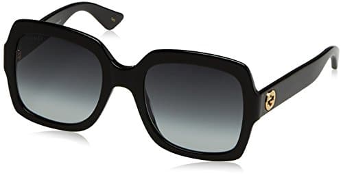 Womens Gucci mm Square Sunglasses, , Black  Grey  Black