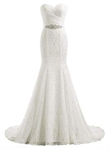 Likedpage Women's Lace Mermaid Bridal Wedding Dresses Ivory